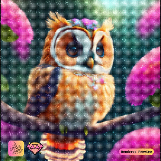Artdiystudio Blossom Crown Owl Diy Diamond Painting Kit A Whimsical Nature Delight 2