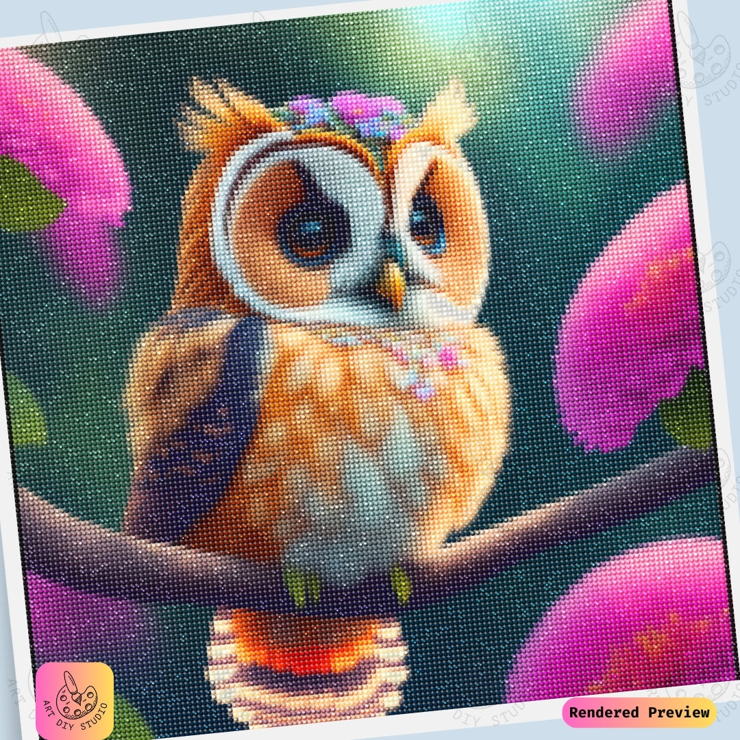 Artdiystudio Blossom Crown Owl Diy Diamond Painting Kit A Whimsical Nature Delight 6