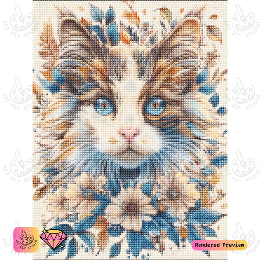 Artdiystudio Blossom Feline Grace Diy Diamond Painting Kit An Elegant Artistic Masterpiece 2