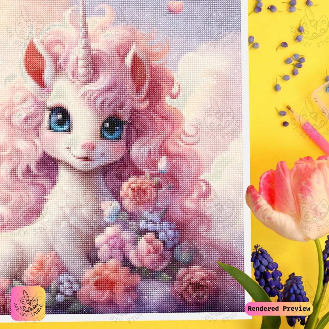 Artdiystudio Blossom Glow Unicorn Diy Diamond Painting Kit A Pastel Fantasy Delight 3