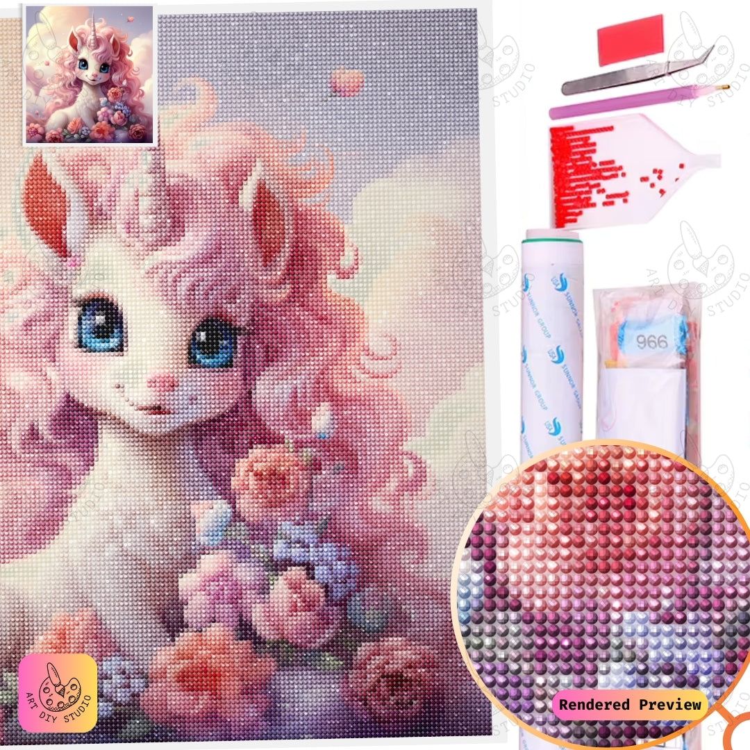 Artdiystudio Blossom Glow Unicorn Diy Diamond Painting Kit A Pastel Fantasy Delight 5