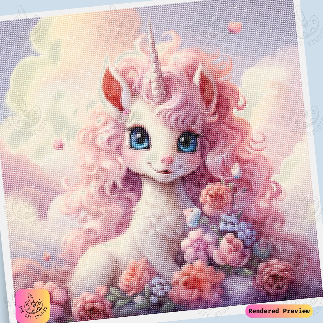 Artdiystudio Blossom Glow Unicorn Diy Diamond Painting Kit A Pastel Fantasy Delight 6