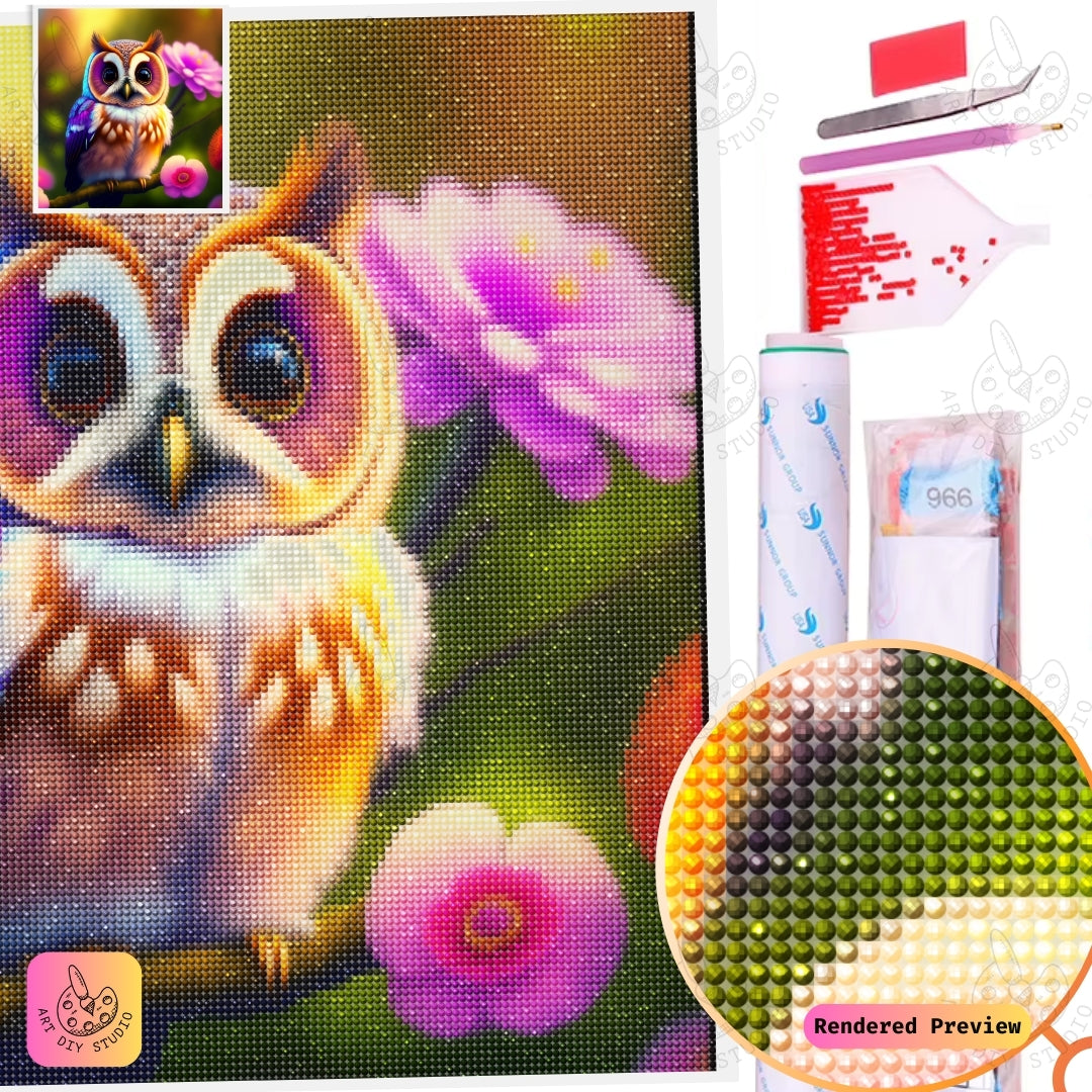 Artdiystudio Blossom Owl Charm Diy Diamond Painting Kit A Burst Of Color And Whimsy 5