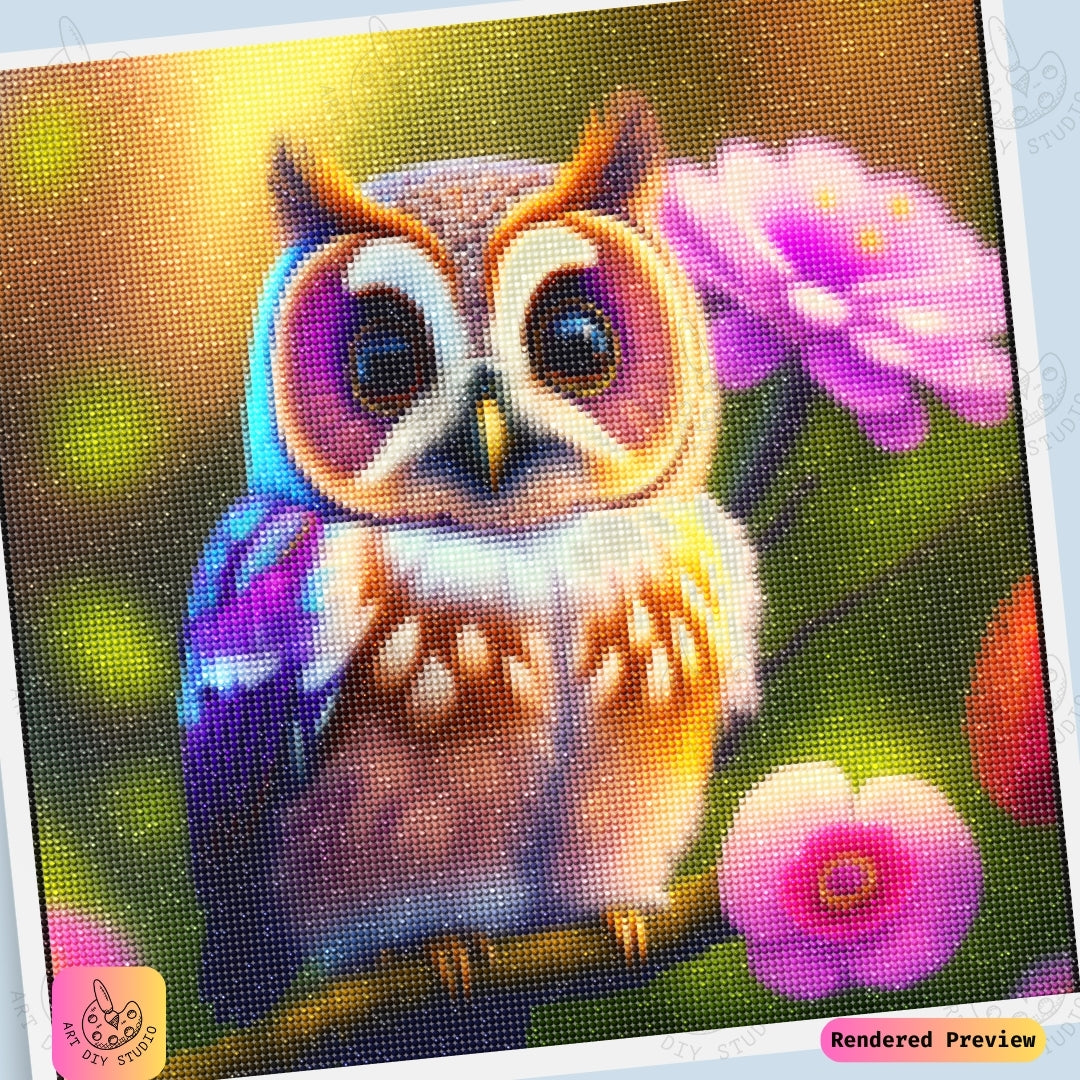 Artdiystudio Blossom Owl Charm Diy Diamond Painting Kit A Burst Of Color And Whimsy 6