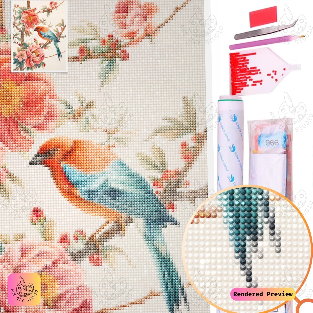 Artdiystudio Blossoming Bird Serenade Diy Diamond Painting Kit A Graceful Natural Masterpiece 5