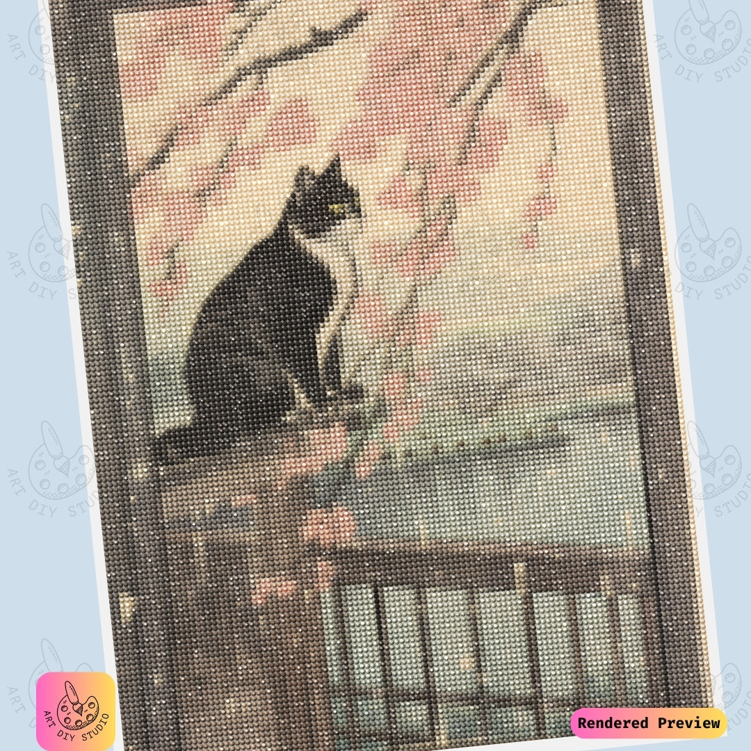 Artdiystudio Blossoms And Whiskers Diy Diamond Painting Kit A Tranquil Cat In Bloom 6