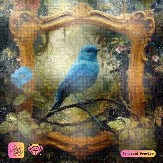 Artdiystudio Bluebird In Enchanted Frame Diy Diamond Painting Kit A Magical Blend Of Nature And Elegance 5