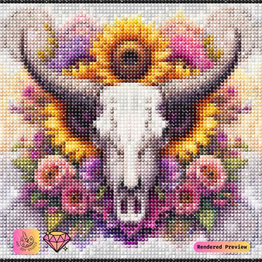 Artdiystudio Boho Bloom Skull Diy Diamond Painting Kit A Rustic Harmony Of Nature And Artistry 2