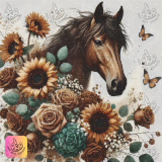 Artdiystudio Boho Floral Horse Diy Diamond Painting Kit Embrace Nature Beauty 7
