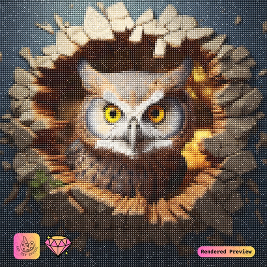 Artdiystudio Bursting Owl Wonder Diy Diamond Painting Kit A Dynamic And Playful Scene 2