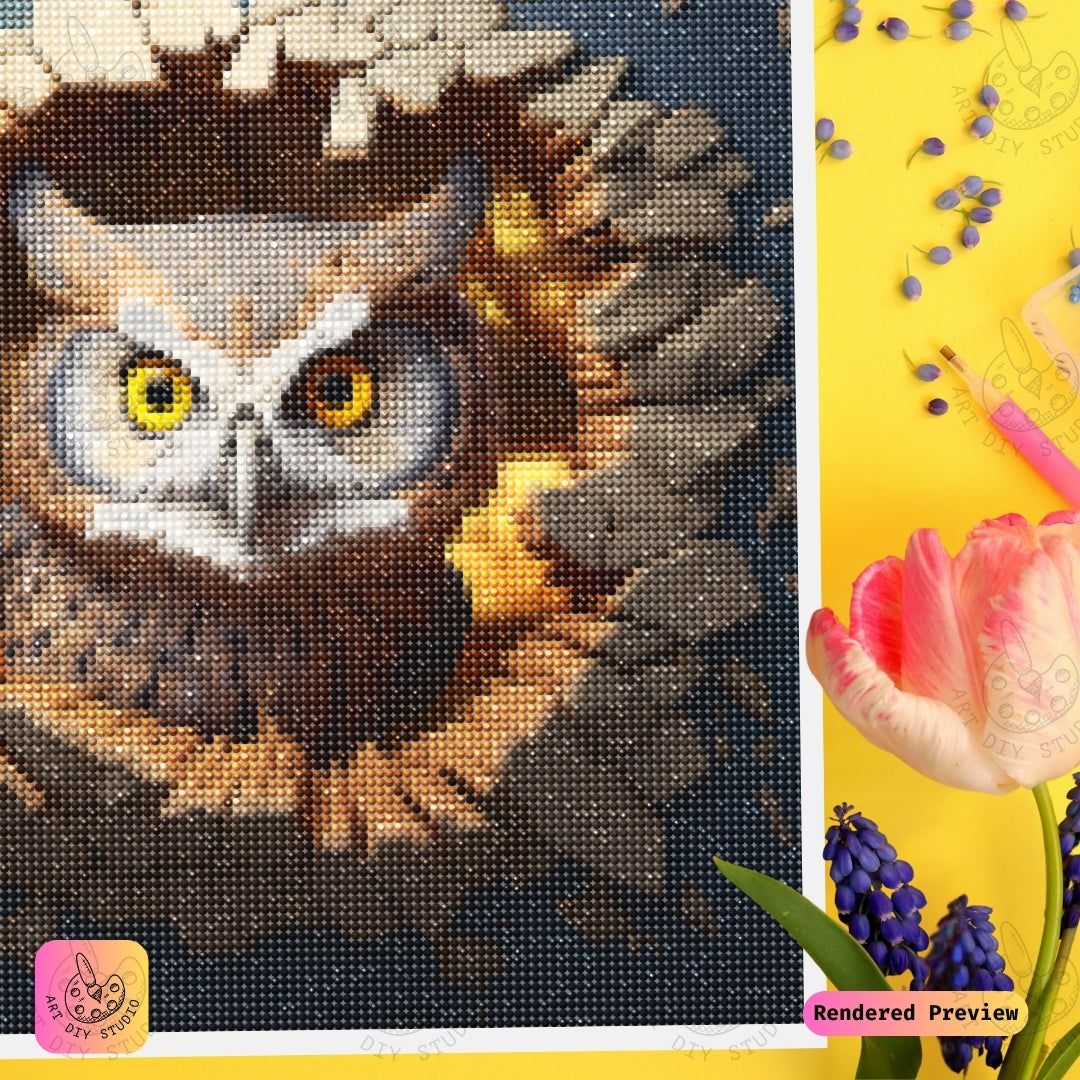 Artdiystudio Bursting Owl Wonder Diy Diamond Painting Kit A Dynamic And Playful Scene 3