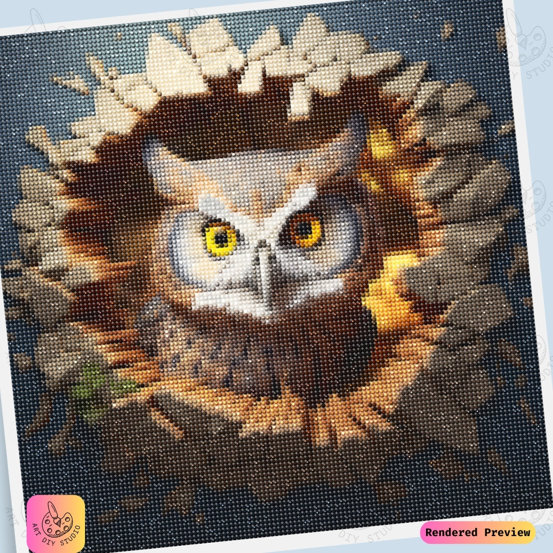 Artdiystudio Bursting Owl Wonder Diy Diamond Painting Kit A Dynamic And Playful Scene 6