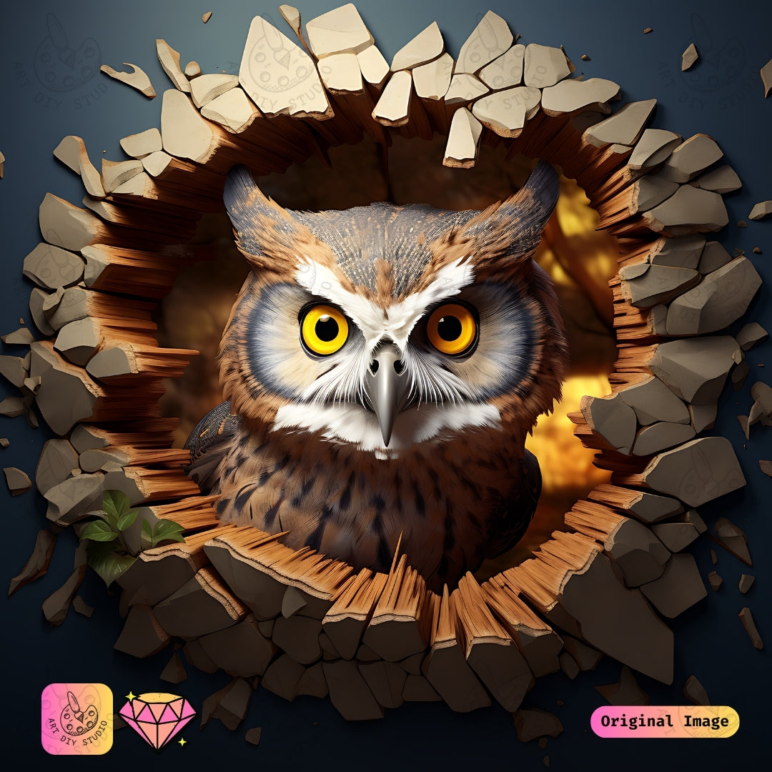 Artdiystudio Bursting Owl Wonder Diy Diamond Painting Kit A Dynamic And Playful Scene
