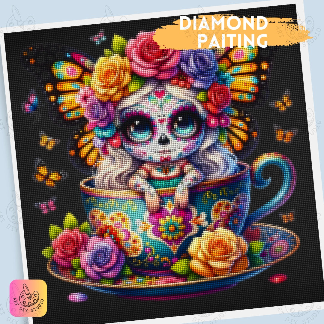 Artdiystudio Butterfly Dreams Sugar Skull Diy Diamond Painting Kit A Burst Of Whimsy And Color Product Image 5