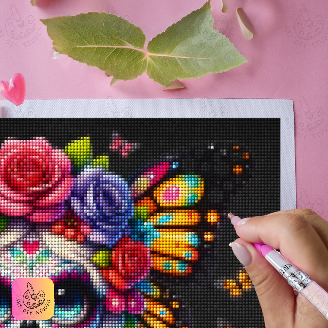 Artdiystudio Butterfly Dreams Sugar Skull Diy Diamond Painting Kit A Burst Of Whimsy And Color Product Image 6