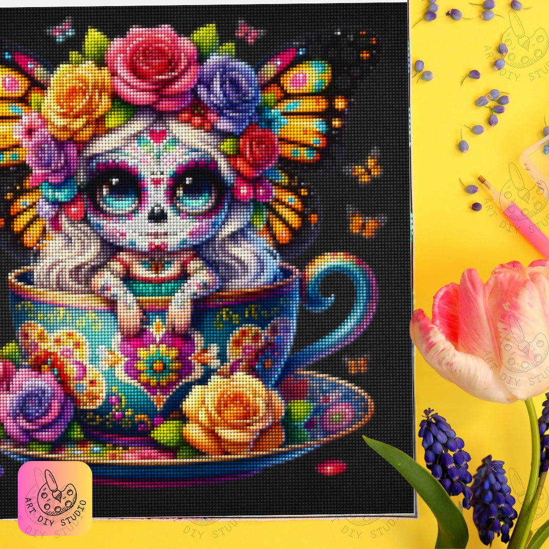 Artdiystudio Butterfly Dreams Sugar Skull Diy Diamond Painting Kit A Burst Of Whimsy And Color Product Image 7