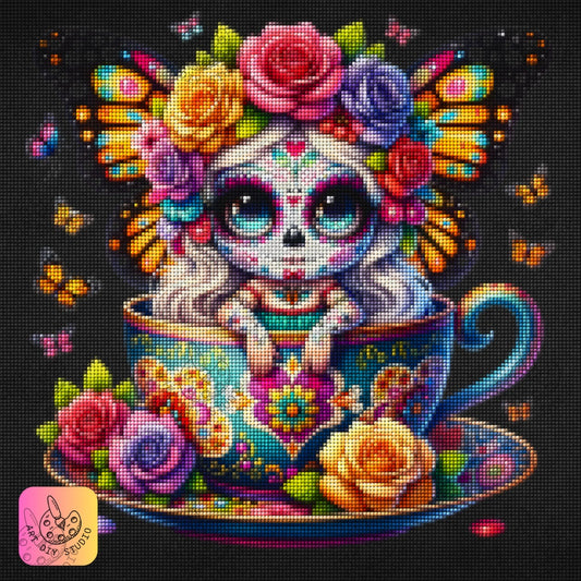 Artdiystudio Butterfly Dreams Sugar Skull Diy Diamond Painting Kit A Burst Of Whimsy And Color Product Image