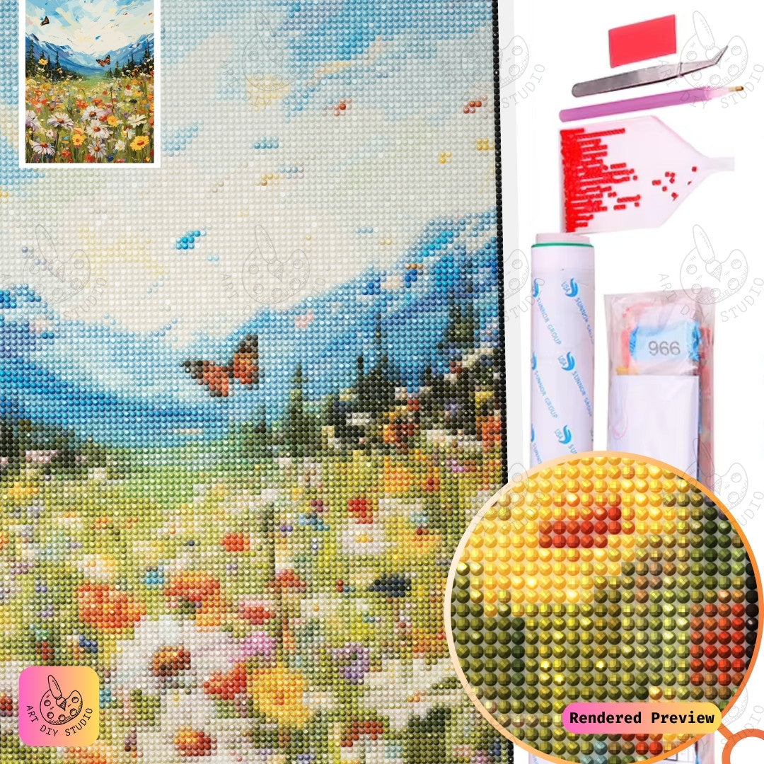 Artdiystudio Butterfly Meadow Bliss Diy Diamond Painting Kit A Vibrant Escape Into Nature 5
