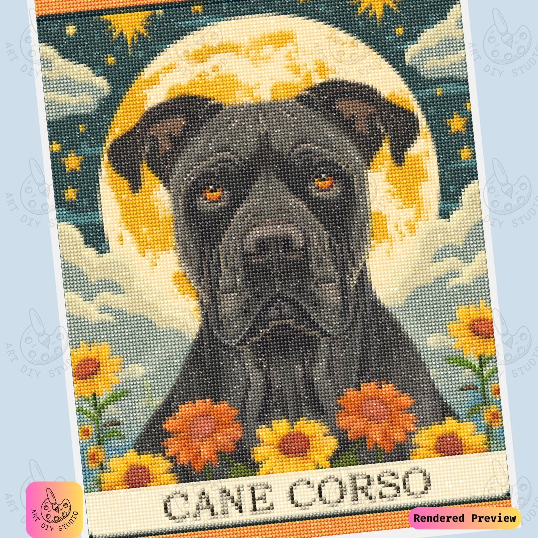 Artdiystudio Cane Corso Midnight Guard Diy Diamond Painting Kit A Fierce Bold Craft