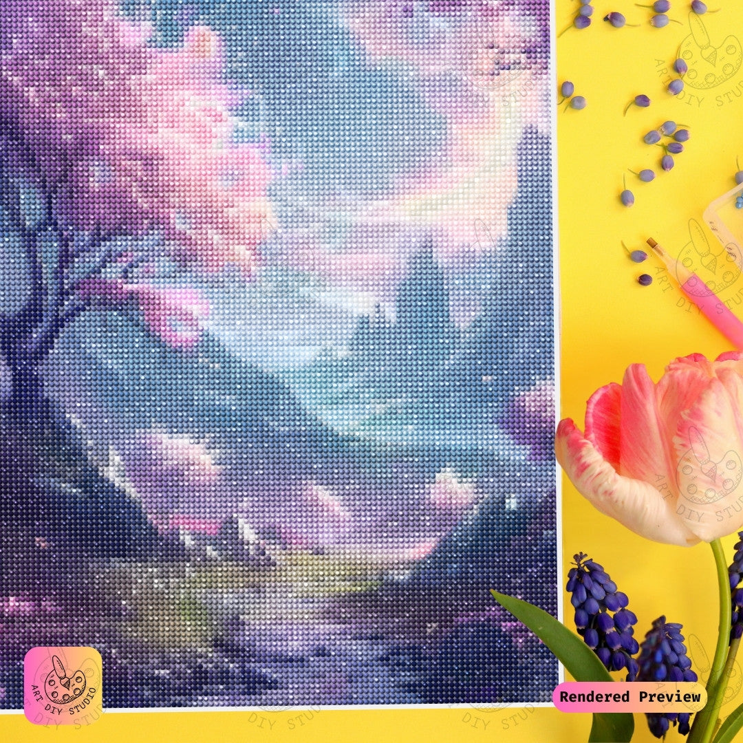 Artdiystudio Celestial Blossom Grove Diy Diamond Painting Kit A Mystical Journey Through A Dreamy Landscape 3