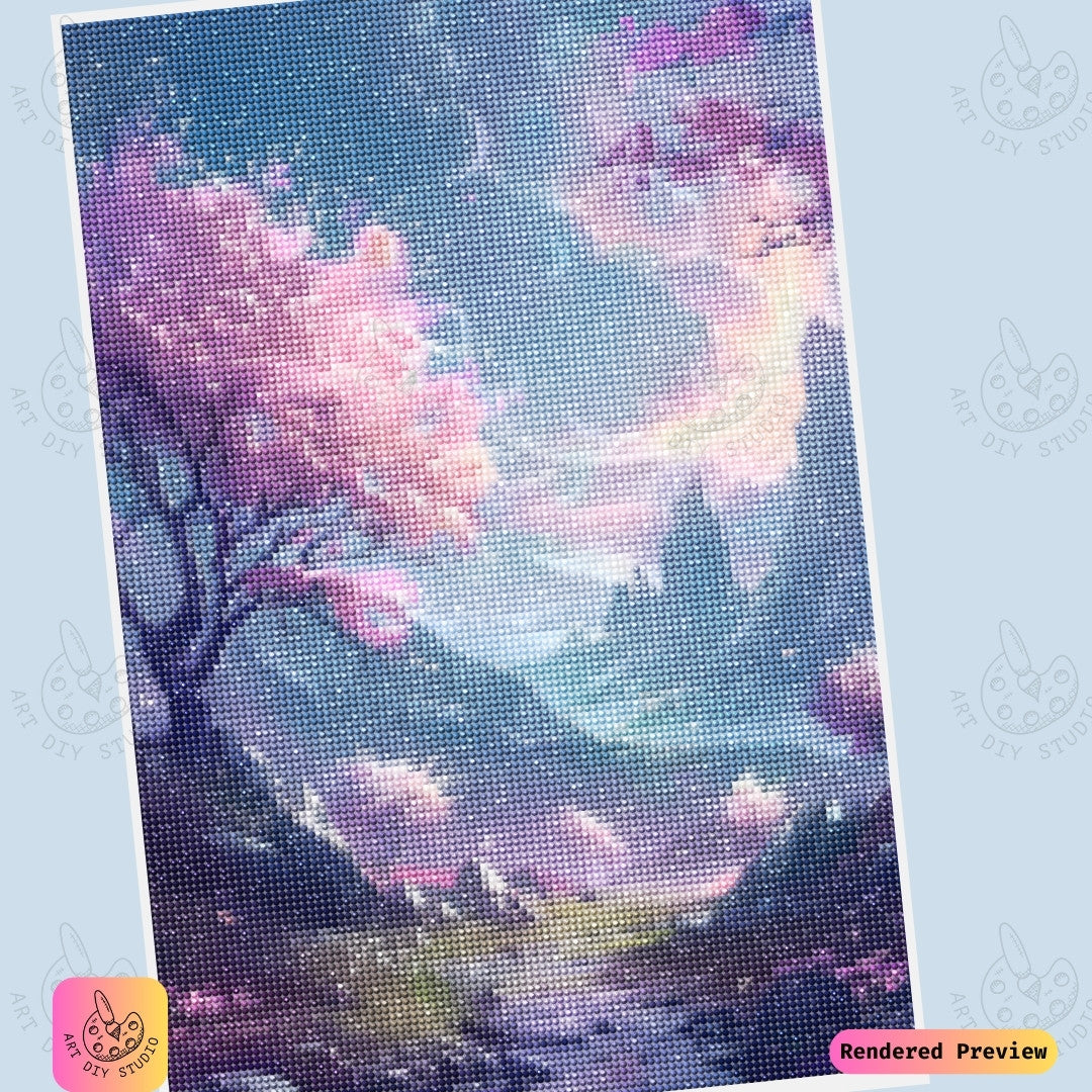 Artdiystudio Celestial Blossom Grove Diy Diamond Painting Kit A Mystical Journey Through A Dreamy Landscape 6