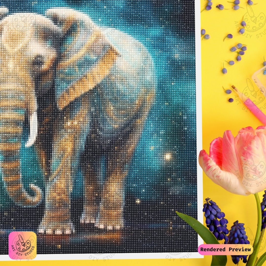 Artdiystudio Celestial Elephant Majesty Diy Diamond Painting Kit A Mystical Elegance In Art 3
