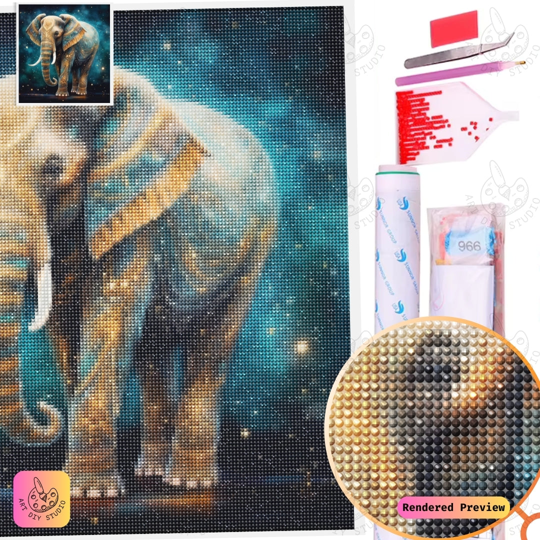 Artdiystudio Celestial Elephant Majesty Diy Diamond Painting Kit A Mystical Elegance In Art 5