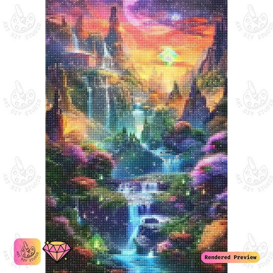 Artdiystudio Celestial Waterfall Realm Diy Diamond Painting Kit A Mystical Fantasy Journey 2