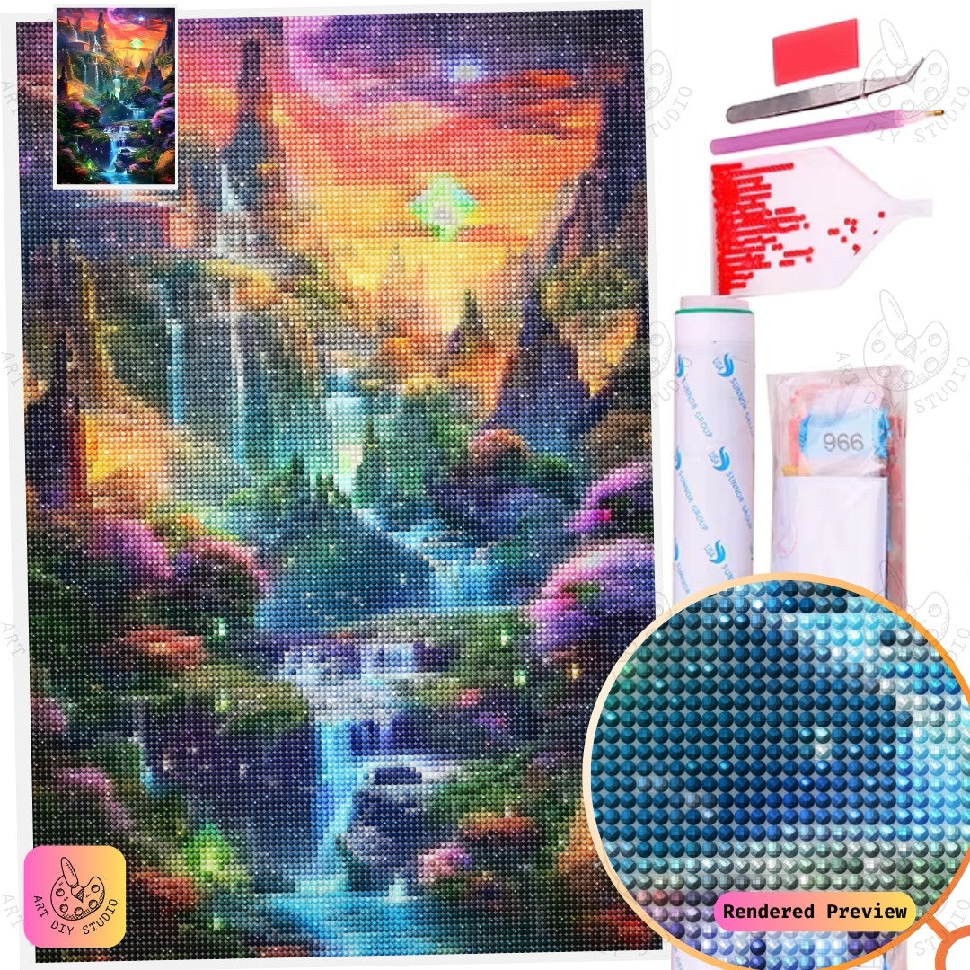 Artdiystudio Celestial Waterfall Realm Diy Diamond Painting Kit A Mystical Fantasy Journey 5