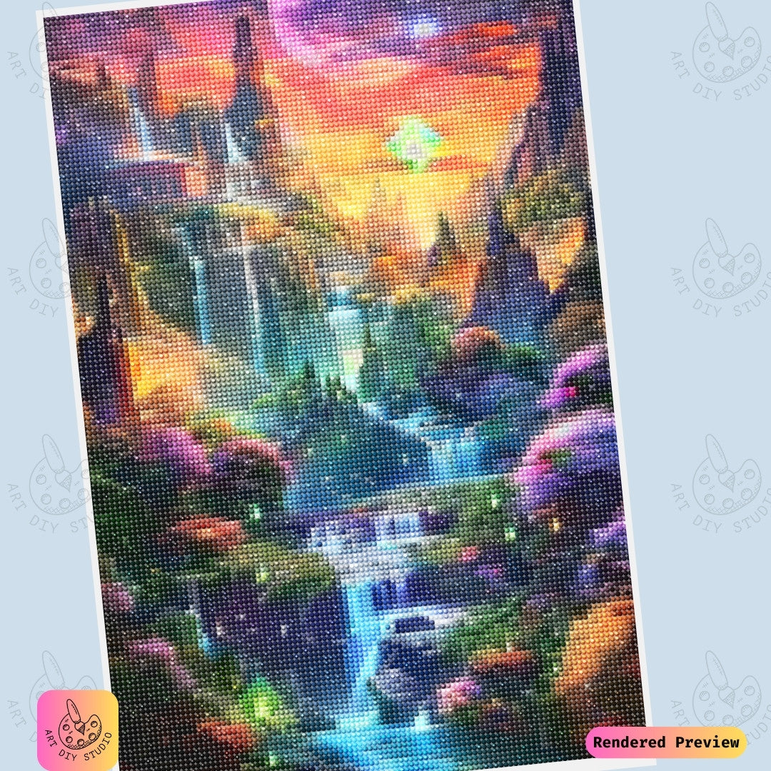 Artdiystudio Celestial Waterfall Realm Diy Diamond Painting Kit A Mystical Fantasy Journey 6