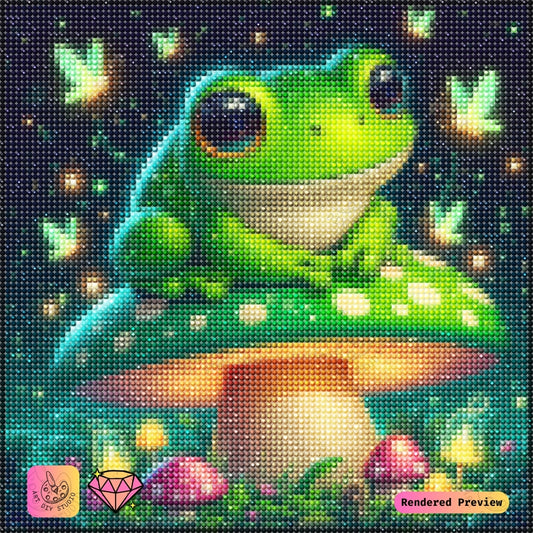 Artdiystudio Cheerful Frog Haven Diy Diamond Painting Kit A Whimsical Glow In Nature 2