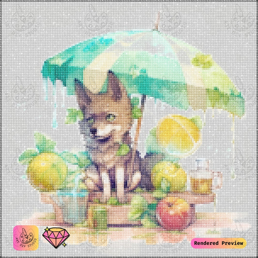 Artdiystudio Citrus Shade Wolf Diy Diamond Painting Kit A Refreshing Whimsical Delight 2
