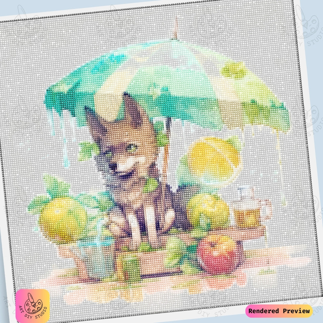 Artdiystudio Citrus Shade Wolf Diy Diamond Painting Kit A Refreshing Whimsical Delight 6