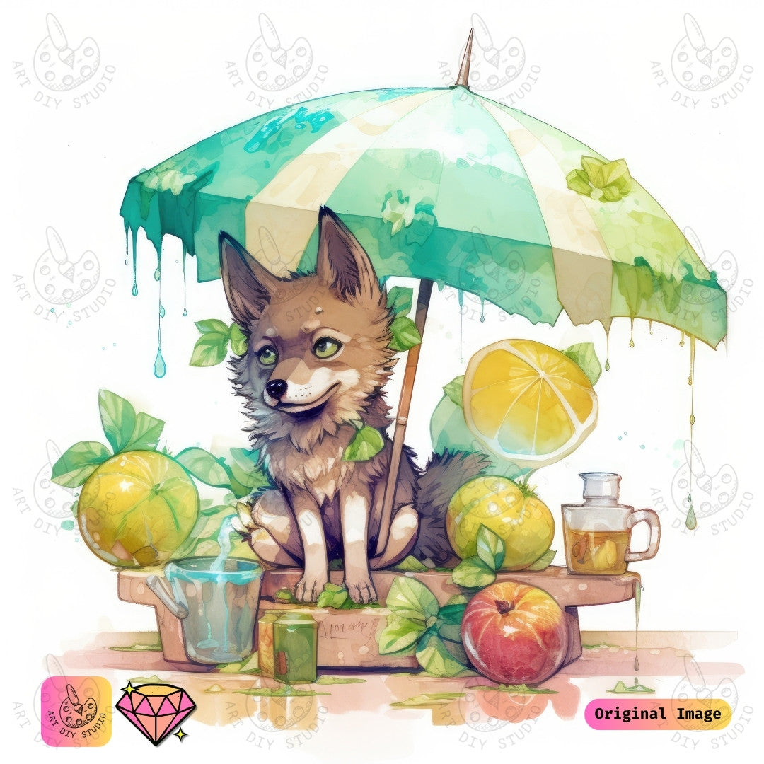 Artdiystudio Citrus Shade Wolf Diy Diamond Painting Kit A Refreshing Whimsical Delight
