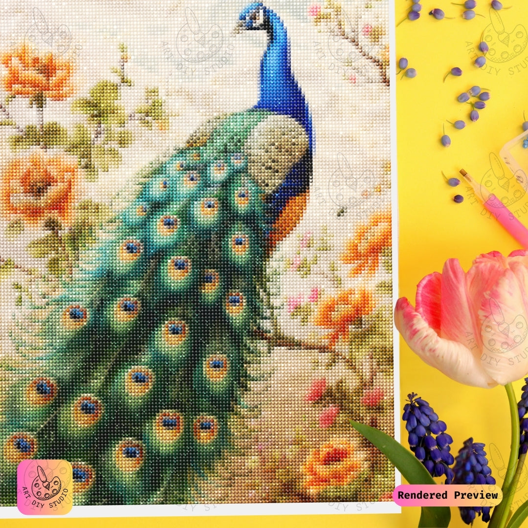 Artdiystudio Classic Peacock Beauty Diy Diamond Painting Kit Craft A Timeless Masterpiece 4