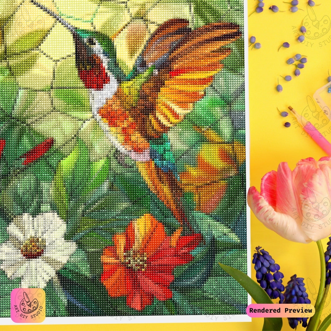Artdiystudio Colorful Hummingbird Diy Diamond Painting Kit A Splash Of Natures Beauty 3