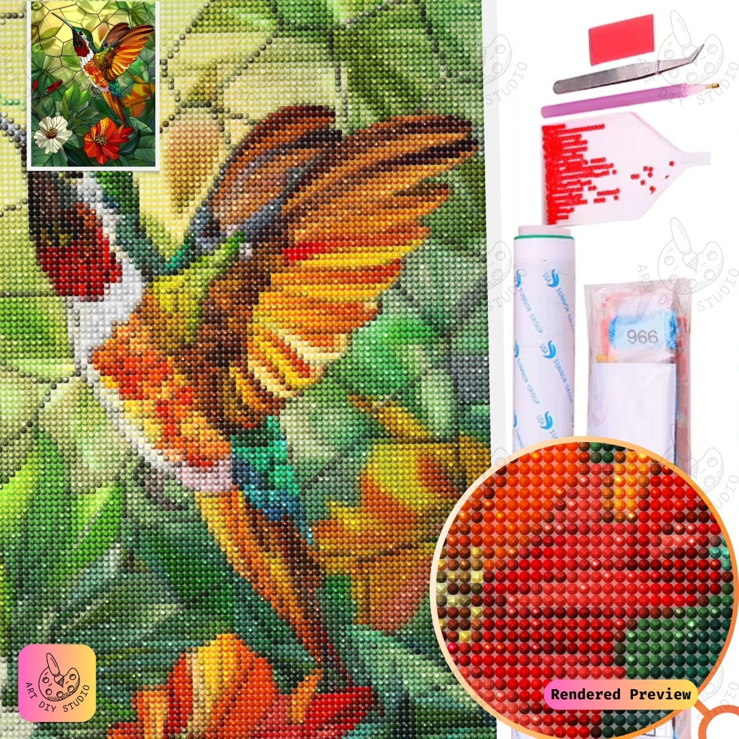 Artdiystudio Colorful Hummingbird Diy Diamond Painting Kit A Splash Of Natures Beauty 5