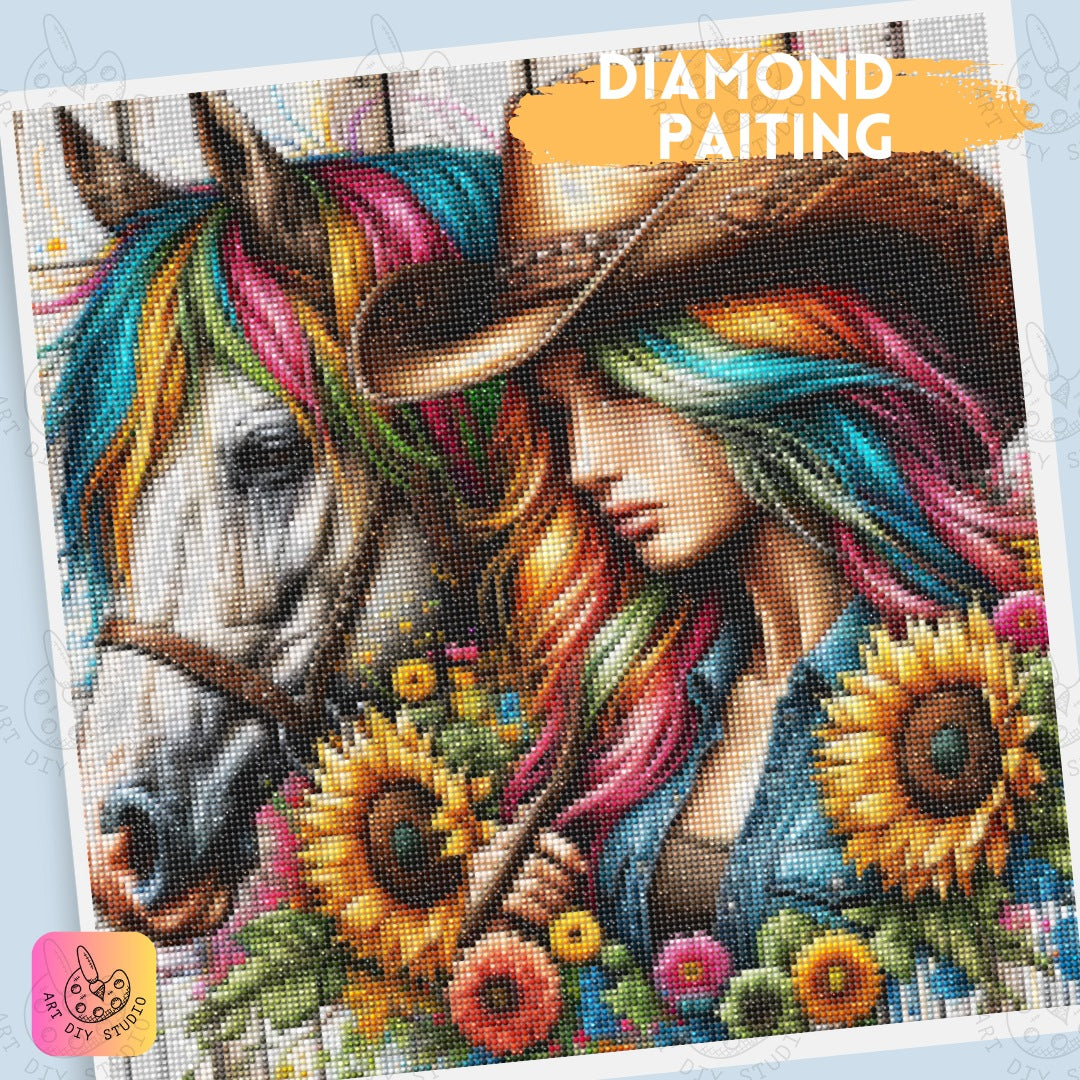 Artdiystudio Colorful Rodeo Dreams A Vibrant Diamond Painting Kit With Rustic Charm 4