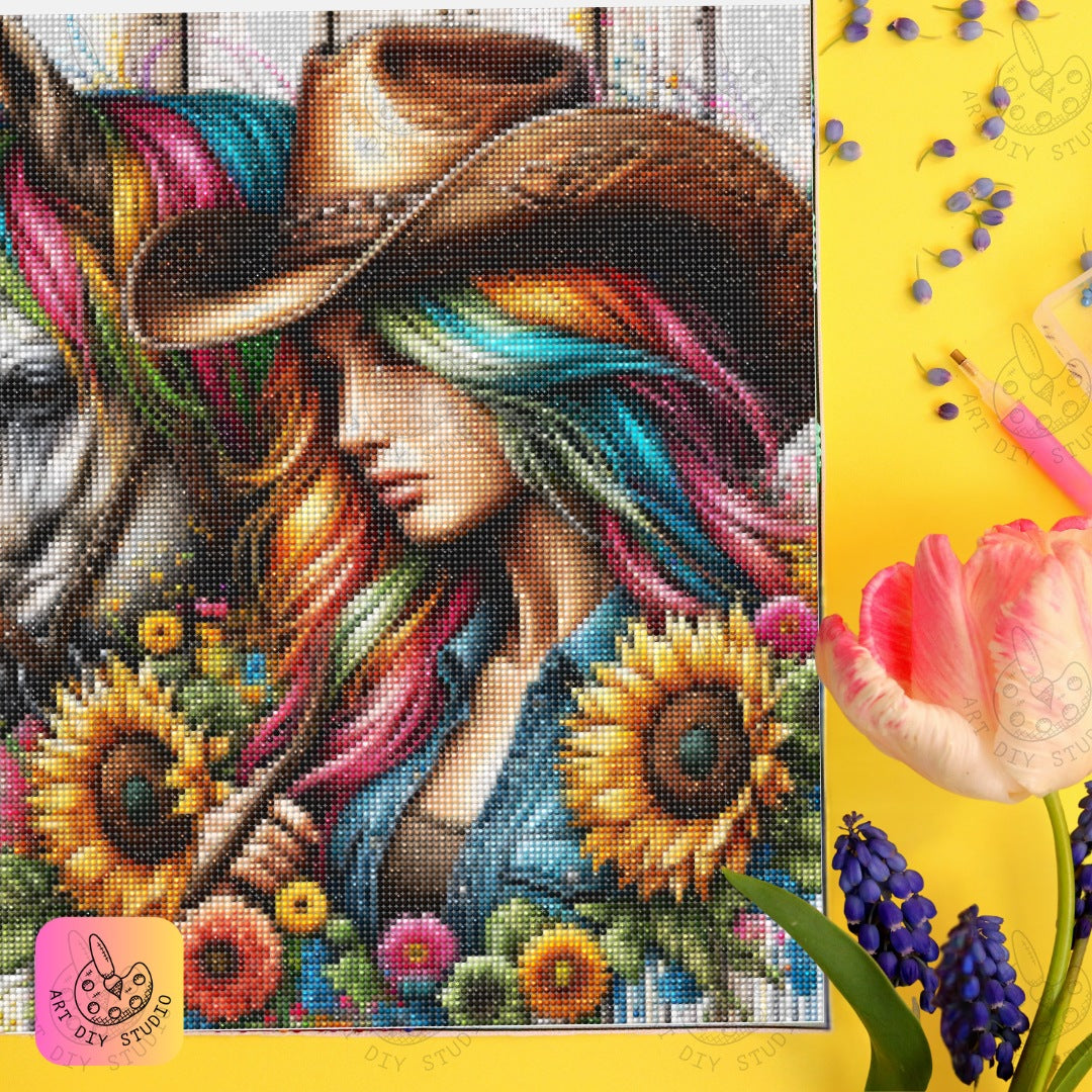 Artdiystudio Colorful Rodeo Dreams A Vibrant Diamond Painting Kit With Rustic Charm 6
