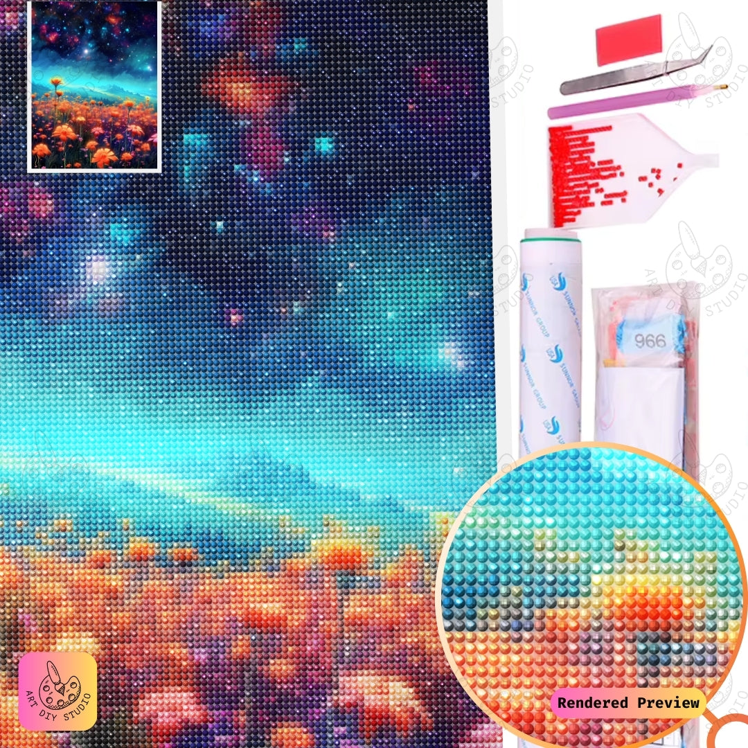 Artdiystudio Cosmic Blossom Horizon Diy Diamond Painting Kit A Radiant Display Of Natures Magic 5