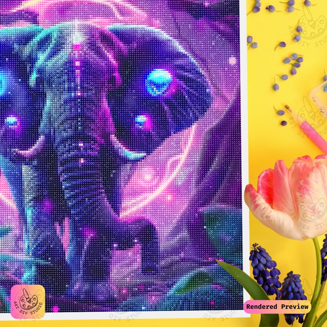 Artdiystudio Cosmic Glow Elephant Diy Diamond Painting Kit A Radiant Enchantment In Art 3