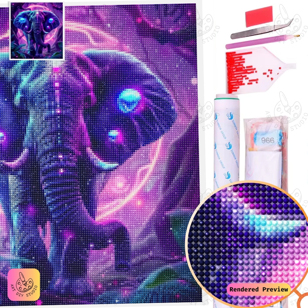 Artdiystudio Cosmic Glow Elephant Diy Diamond Painting Kit A Radiant Enchantment In Art 5