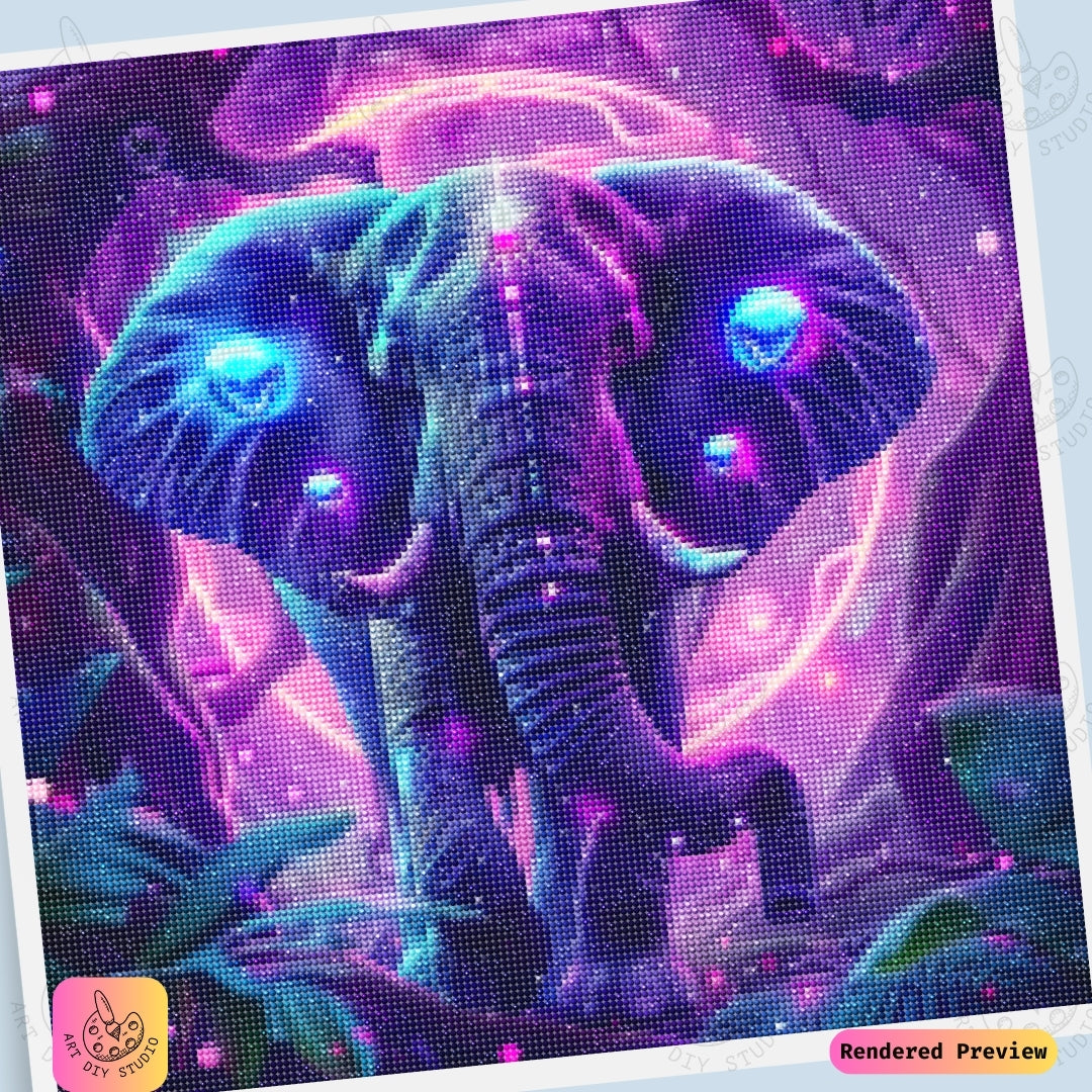 Artdiystudio Cosmic Glow Elephant Diy Diamond Painting Kit A Radiant Enchantment In Art 6
