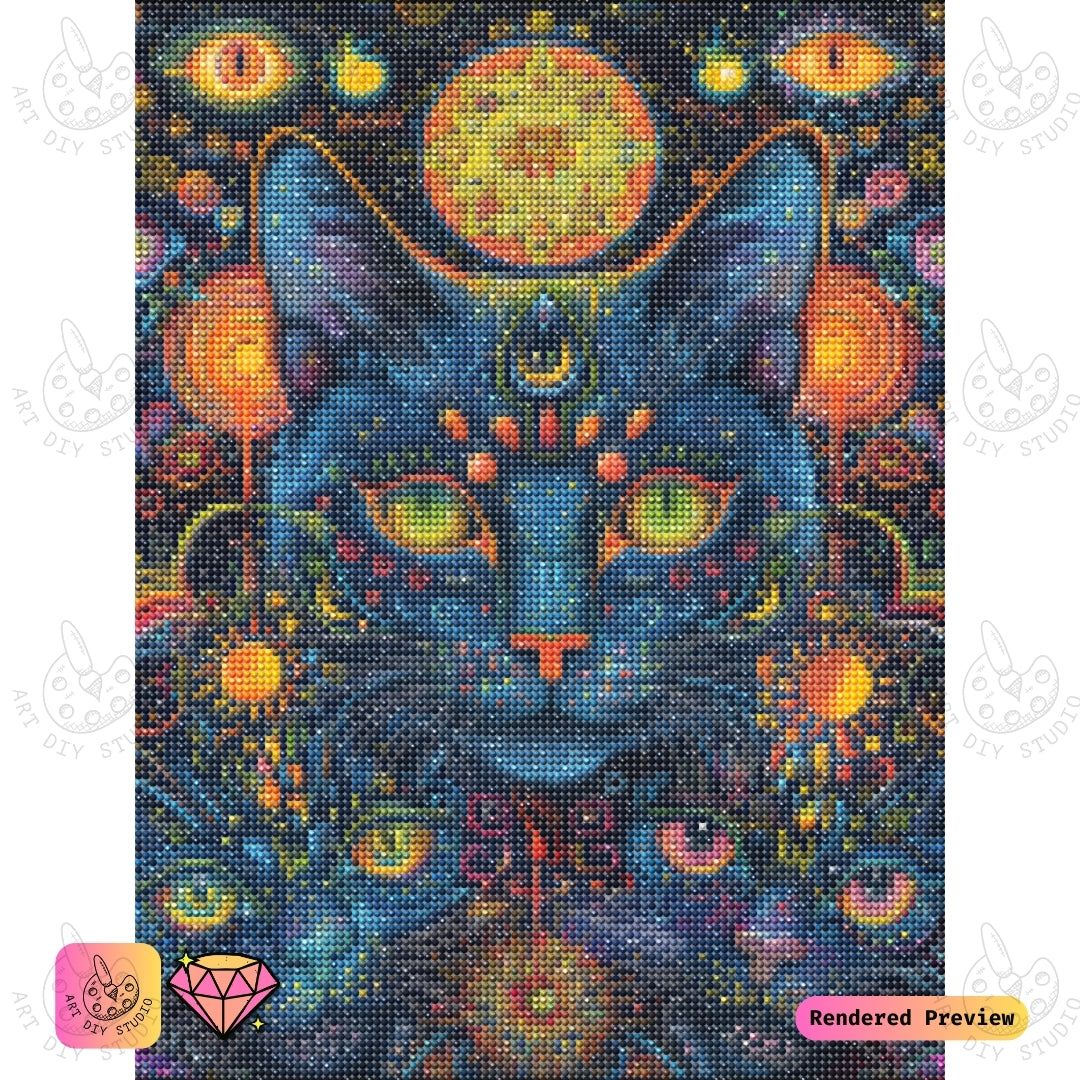 Artdiystudio Cosmic Paws Diy Diamond Painting Kit A Mystical Cat In The Stars 2