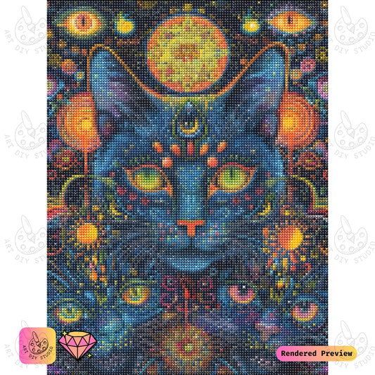 Artdiystudio Cosmic Paws Diy Diamond Painting Kit A Mystical Cat In The Stars 2