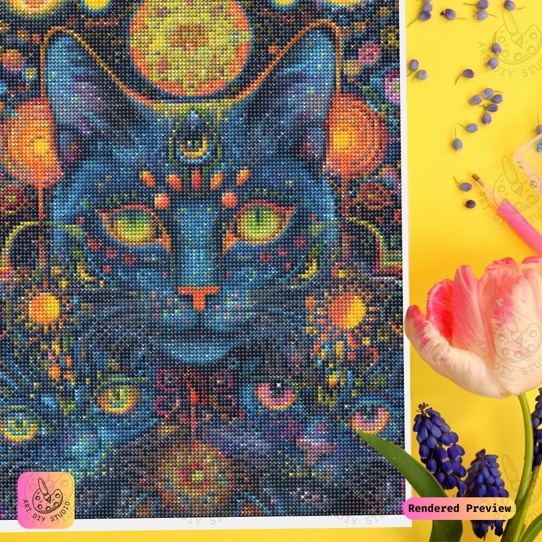 Artdiystudio Cosmic Paws Diy Diamond Painting Kit A Mystical Cat In The Stars 3