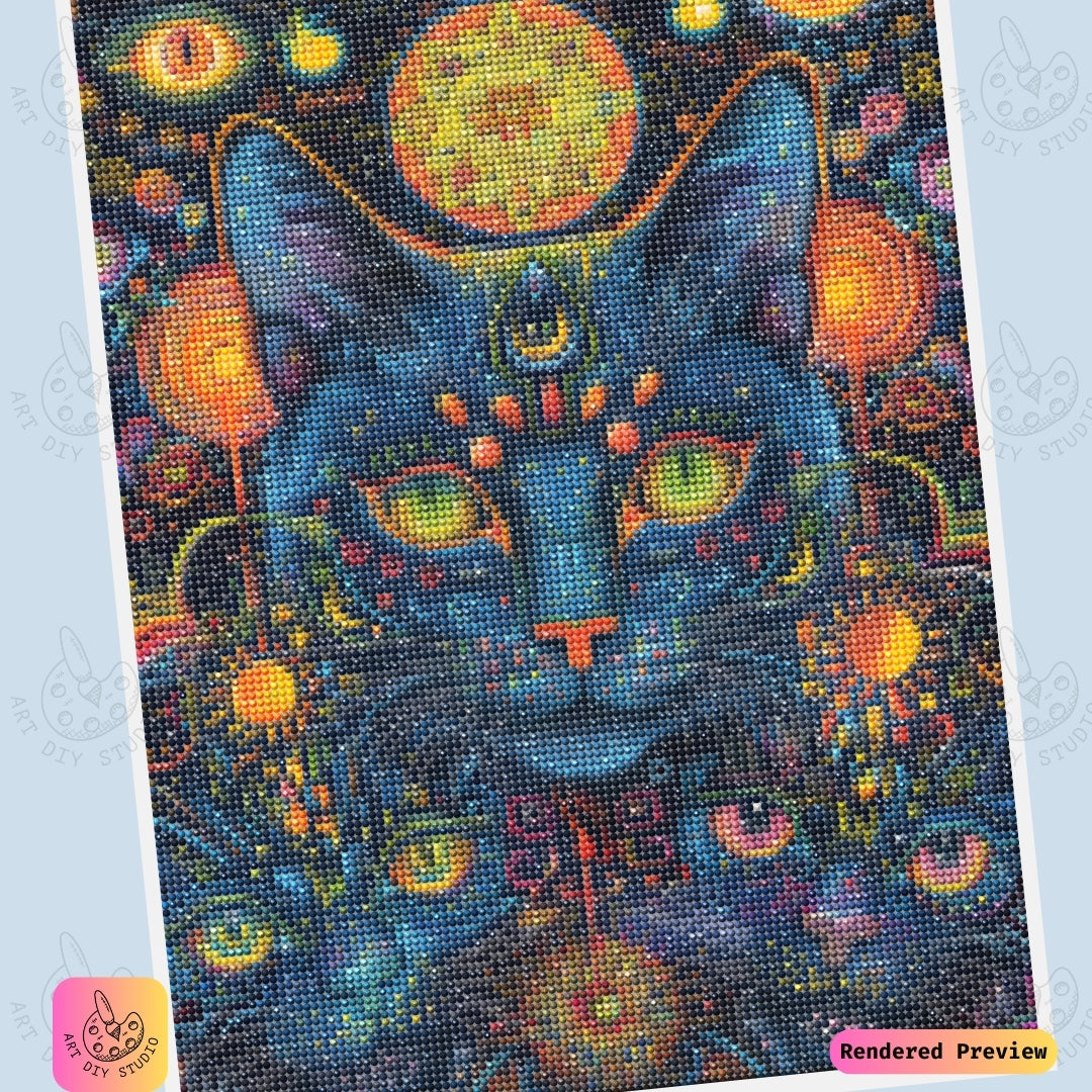 Artdiystudio Cosmic Paws Diy Diamond Painting Kit A Mystical Cat In The Stars 6