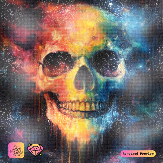 Artdiystudio Cosmic Skull Vibes Diy Diamond Painting Kit A Galactic Fusion Of Color 2