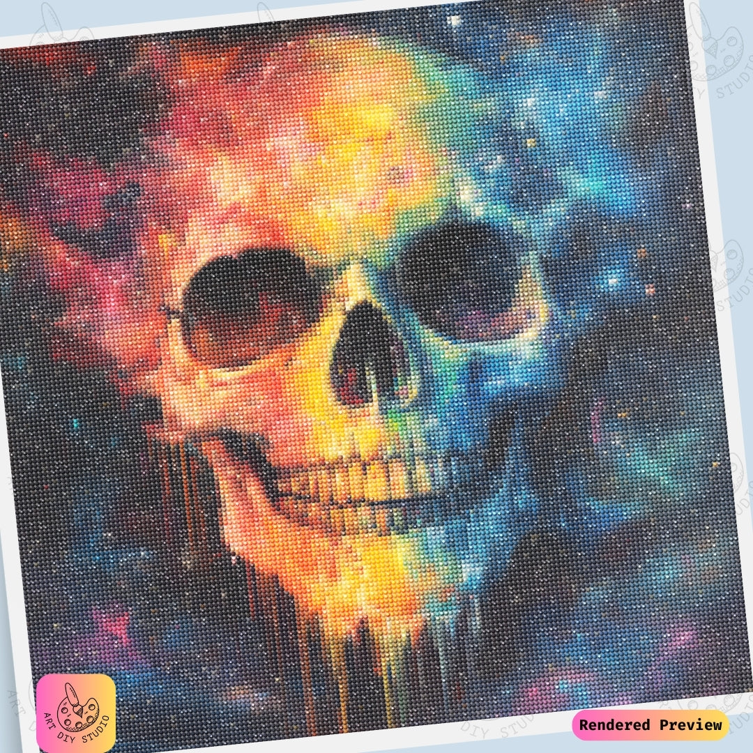 Artdiystudio Cosmic Skull Vibes Diy Diamond Painting Kit A Galactic Fusion Of Color 3