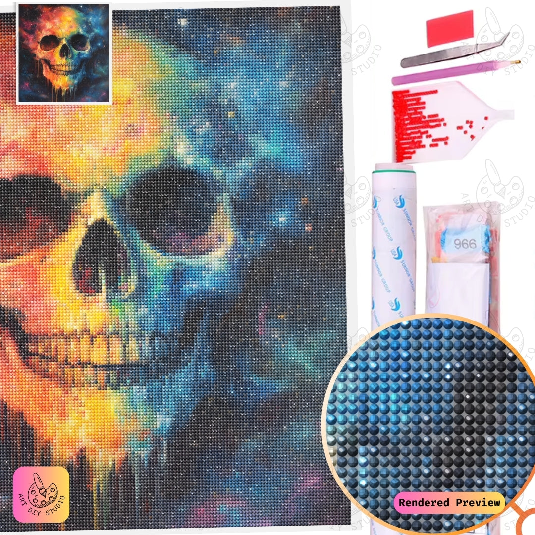 Artdiystudio Cosmic Skull Vibes Diy Diamond Painting Kit A Galactic Fusion Of Color 6
